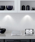 Legit Heavy Duty Pop Up Floor Electrical Outlet Cover With 20 Amp Power And Quick Usb Charging Silver Retractable Recessed Socket in kitchen.