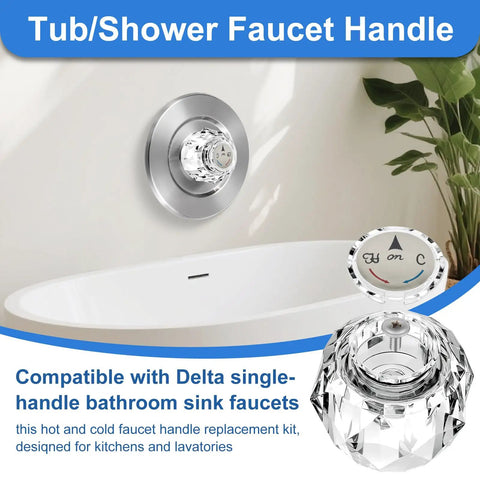 Two Piece RP2389 Faucet Knob Replacement For Single Knob Bathroom Sink Faucets Clear Acrylic Handle Installation