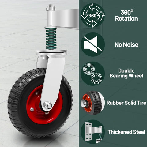 Spring Loaded 8 Inch Gate Wheel For Fence And Gate With 360 Degree Rotation Heavy Duty Steel Wheel showcasing features