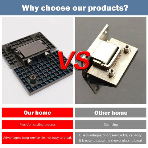Comparison of Rock Solid Glass Shower Hinges 2 Pack 90 Degree Built Like a Tank 304 Stainless Steel Brushed Finish and alternatives.
