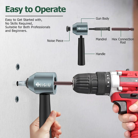 Transform Your Drills Into A Clutch Rivet Nut Tool With This Heavy Duty Cordless Adapter Kit, showing a drill and adapter in use.