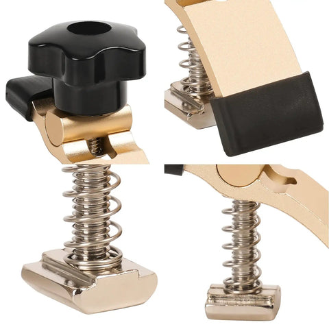 4 Piece Mini Hold Down Clamp Kit For CNC Routers Ideal For Woodworking And Metalworking Compatible With 3018 Series Machines Like 3018 Pro Max And 3018 Pro Ultra Compact 65mm clamp with spring base and black knob