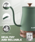 Gooseneck Electric Kettle 0.8L 1000W Stainless Steel Pour Over Kettle For Coffee And Tea With Auto Shut Off, Matcha Green