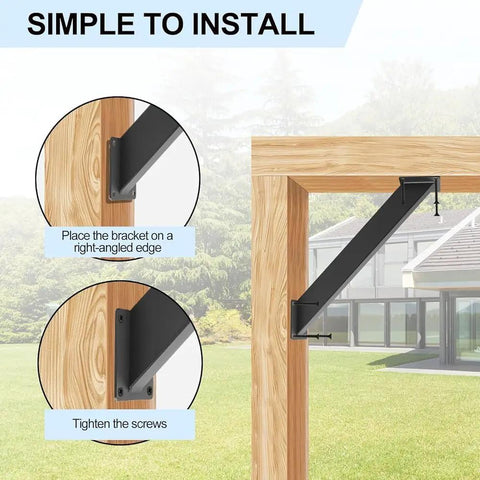 12 Pack 45 Degree Angle Support Brackets For Pergola And Wooden Structures Heavy Duty Metal Corner Connectors For Gazebos Treehouses Cabins And Patios Easy Install Black Powder Coated Steel Weather Resistant