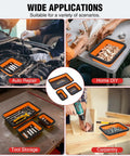 Orange Silicone Collapsible Magnetic Parts Tray Set In Three Sizes, used in auto repair, home DIY, tool storage, carpentry.