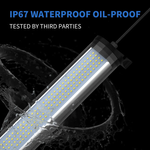 Image of Beefed Up 25W IP66 Explosion Proof LED Work Light Tube showing waterproof feature with 240 LEDs, IP67 rated for CNC machines.
