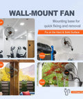 18 Inch Wall Mount Oscillating Fan With 3 Speeds Cranks Out High Velocity Air Up To 4000 CFM for use in gyms, garages, patios, decks