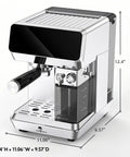 Semi Automatic Dual Boiler Espresso Machine With Auto Milk Frother For Barista Vibes Cappuccinos Lattes And Top Shelf Morning Espressos With No Fuss Brewing Right In Your Own Kitchen, dimensions 12.4x11.06x9.57 inches.