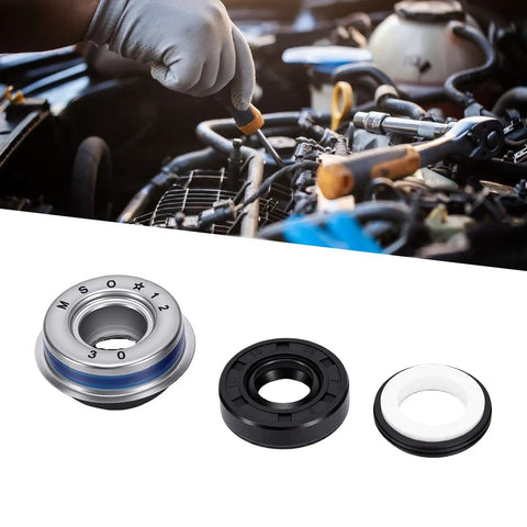 Heavy Duty Motorcycle Seal Kit With Beefy Silicon Carbide Optical Seal Plus Oil Gasket For Magna 250 Vt Series Models on mechanic's workbench.