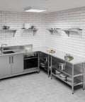 Stainless Steel Wall Shelf 24 Inch Long 12 Inch Deep With Bullnose Edge And 1 Inch Backsplash Beefy Built Kitchen Garage Shelving