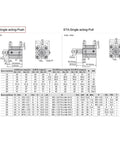 Diagram of Compact Single Acting Pneumatic Air Cylinder From Ssa Series showing dimensions and specifications for push and pull models.