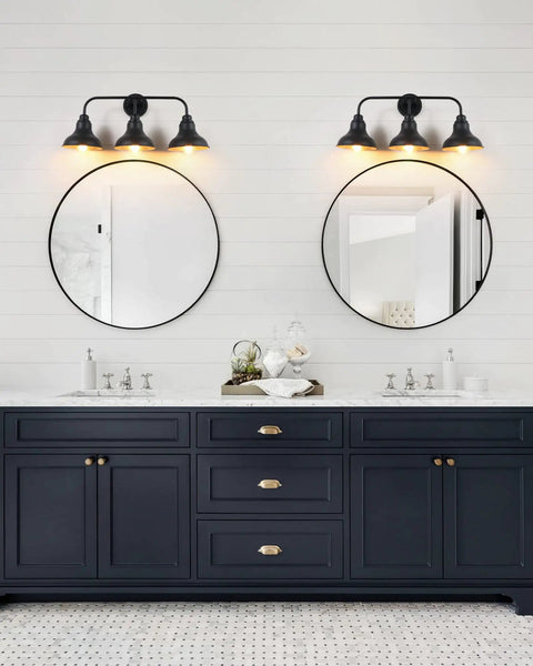 2 Light Farmhouse Vanity Light Over Mirror Rustic Bathroom Wall Sconce With Dope Metal Shades Indoor Industrial Style