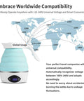 Collapsible Travel Electric Kettle Portable Foldable Water Boiler For Tea And Coffee Dual Voltage 110V 220V BPA Free Silicone Blue