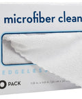 Front view of S&T microfiber cleaning cloths box, white, 50-pack, 11.8 x 11.8 in