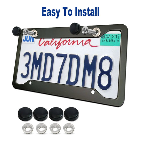 Matte Black Aluminum License Plate Frames 2 Pack Heavy Duty Car Tag Covers For Front And Rear 4 Hole Rust Proof Universal Holder