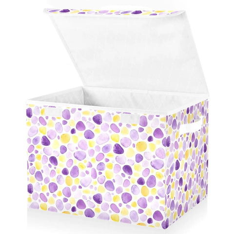 Top Tier Foldable Storage Bin With Sturdy Side Grips For Bedroom Organization Durable Oxford Fabric Collapsible Crate With Snug Flip Lid To Keep Your Room Clutter Free, 16.5x12.6x11.8 inch, colorful design.