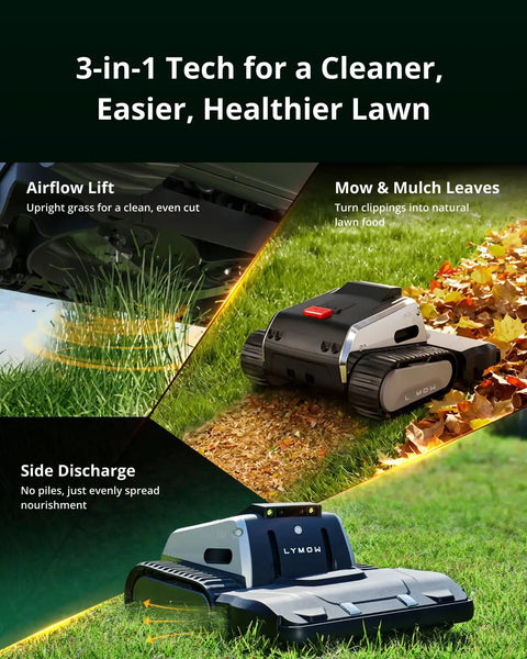 One Plus Robotic Lawn Mower With Wire Free RTK And Vision Navigation, 3-in-1 tech, airflow lift, mow & mulch, side discharge