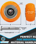 Badass 4 By 2 Inch Heavy Duty Caster Wheels Set Of 100 with aluminum core, polyurethane tread, size details displayed.