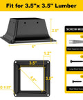 Beefy Heavy Duty 4x4 Post Base Set Of 5 For 3.5x3.5 Lumber Steel Deck Bracket Dimensions and Screw Model Chart