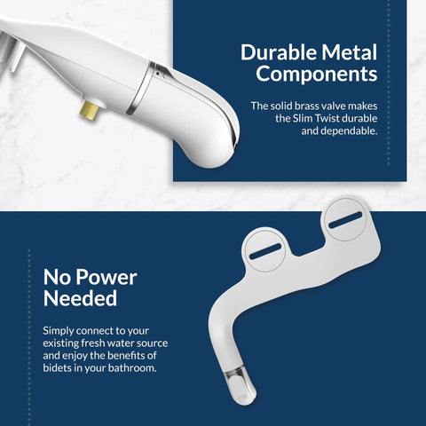 Slim Glow Non Electric Bidet Attachment For Toilet With Front And Rear Dual Nozzles For Fresh Cold Water Wash, Night Light Knob