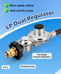 12 Ft Two Stage Propane Regulator Hose With Three Eighths Inch Female Port Freeze Resistant For RV Grill Gas Stove And Generator