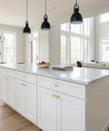Gold Brushed Brass Cabinet Knobs 25 Pack For Cabinets And Dresser Drawers Round Mushroom Style Hardware in kitchen view