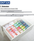 Smooth As Butter Undermount Drawer Slides With Soft Close Hydraulic Dampers Full Extension Glide 9 Inch Depth in a drawer.