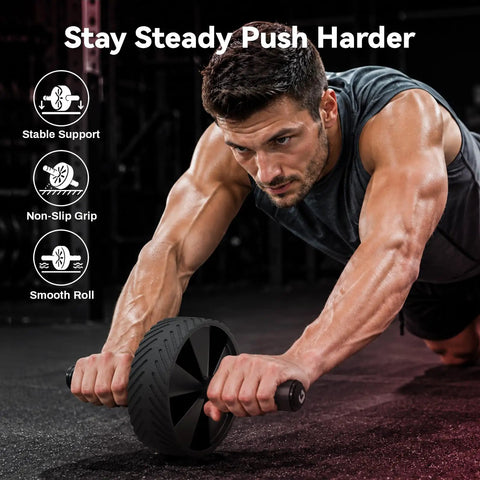 Man using Ab Roller Wheel For Core Strengthening And Six Pack Training Built Different Home Gym Essential for effective workouts.