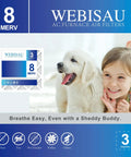 Four Pack Pleated Air Filters 14x14x1 MERV 8 MPR 600 for Furnace HVAC AC Replacement, girl with dog, air filter package