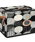 Fan Favorite Black And White Boho Design Storage Bins With Secure Lids Foldable Closet Organizers featuring soft leather handles for heavy duty washable home decluttering.