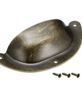 Top Shelf Vintage Bronze Cup Pulls For Kitchen Cabinets And Dressers Featuring Heavy Carbon Steel Build With Flawless 3.9 Length And 1.77 Width For A Killer 6 Pack Furniture Refresh - close-up view with screws.