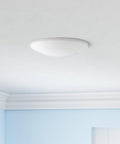 4 Inch LED Disk Light Dimmable Flush Mount Ceiling Light 10.5W 650 Lumens 3000K Warm White Aluminum Baffle Trim installed on ceiling