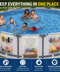 All-In-One Poolside Gear Organizer Set With Three Mesh Storage Bags attached to above ground pool