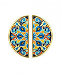 Artistic gold floral tile cabinet handles, semicircle design, solid zinc alloy, 3 inch spacing, perfect for home updates.