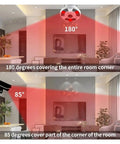 Comparison of 180-degree coverage vs. 85-degree coverage using Dead Set Solid 8MP Wired Security Camera.