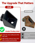 Comparison of Grade 70 alloy steel shipping container anchor vs. corroded steel anchor, highlighting material and stability.