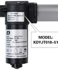 Replacement Linear Actuator For Power Recliner Lift Chair Heavy Duty Motor Compatible With Kaidi Model KDYJT018-51 close up of model details and specifications.
