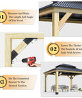 Installation steps for 8 Pack 45 Degree Pergola Brackets With Drainage Holes For Gazebos And Pergolas, Fits 2x4 Lumber, Heavy Duty Steel
