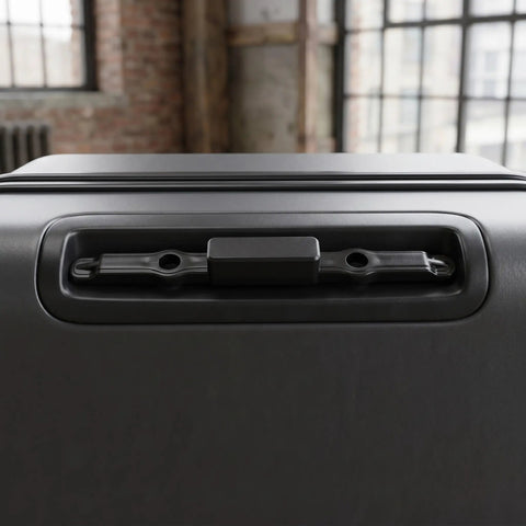 Universal Suitcase Handle Button Replacement For Telescopic Trolley Repair Swaps Right Into Place No Sweat Fix For Broken Pull Rod Fits Hardshell Softshell Bags Travel Ready on black suitcase.