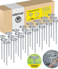Beefy Thickened 8 Gauge Circle Top Landscape Fabric Stakes, 6 Inch Galvanized Garden Staples That Will Not Bend, Heavy Duty