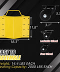 Rock Solid Car Wheel Dollies Set Of 4 With Built In Security Locks And Massive 8000 Lbs Capacity To Make Hauling Vehicles A Breeze Featuring Wide 12 Inch Tire Fitment Plus Anti Skid Grooved Surfaces dimensions of yellow platform and wheels