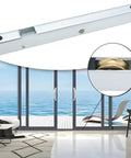 Top Tier Four Pack Sliding Patio Door Rollers With Double Copper Wheels Heavy Duty Replacement Pulleys For Wood And Aluminum Doors Hella Smooth Gliding Ready To Roll, showing a close-up of brass wheel in a white housing.