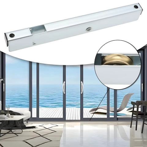 Top Tier Four Pack Sliding Patio Door Rollers With Double Copper Wheels Heavy Duty Replacement Pulleys For Wood And Aluminum Doors Hella Smooth Gliding Ready To Roll, showing a close-up of brass wheel in a white housing.