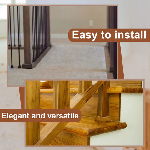 All In One Three And A Half Inch Newel Post Mounting Kit With L Bracket Fasteners Includes Four Maple Wood Skirt Trims And Twenty Eight Screws For Square Newels To Attach Handrails Railings Balustrades To Stairs And Floors