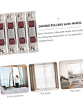 Eight Piece Heavy Duty Double Wheel Pulley Kit For Effortless Smooth Gliding Sliding Screen Doors And Window Track Replacement Barn Door Rollers With Dead Simple Setup showing double rollers sash wheel for sliding door use.