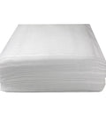 Stack of white Pre Cut Foam Wrap Pouches Pack Of Twenty Five For No Sweat Packing And Smart Storage Heavy Duty Cushioning Bags.