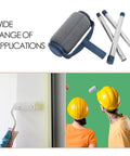 Extendable Paint Roller Kit With Long Handle Extension Pole For Hassle Free Wall And Ceiling Coverage showing roller with handle and extendable poles.