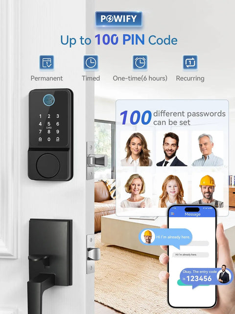 Smart Keyless Entry Door Lock With Handle, Bluetooth App Control Front Lock, Keypad Deadbolt Auto Lock, interface view.