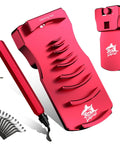 Hassle Free 9 In 1 PVC Pipe Deburring And Chamfer Tool Kit Adjustable Bevel Depth, red metal tool with deburring edges for smooth pipe prep.
