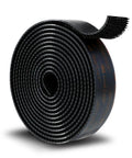 Premium Black Dual Lock Reclosable Fastener Mounting Tape One Inch By Eight Feet Heavy Duty Reusable Strips rolled up neatly.